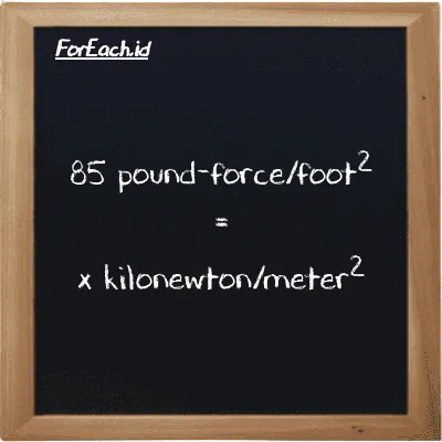 Example pound-force/foot<sup>2</sup> to kilonewton/meter<sup>2</sup> conversion (85 lbf/ft<sup>2</sup> to kN/m<sup>2</sup>)